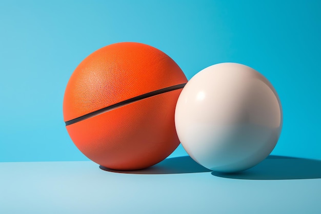 Een basketbal op blauwe achtergrond