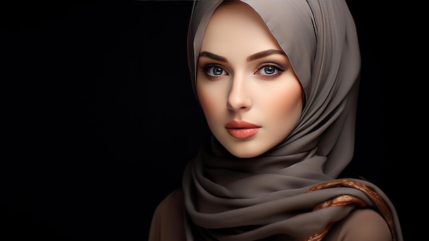 Een beeld gegenereerd door AI van de schoonheid van een vrouw die een hijab draagt