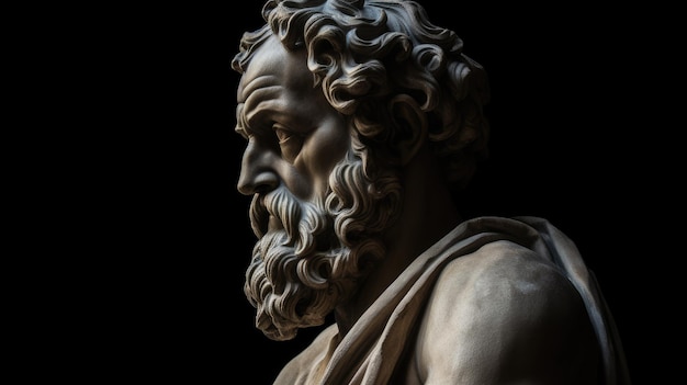 Een beeld van een man met een baard en het woord hercules erop