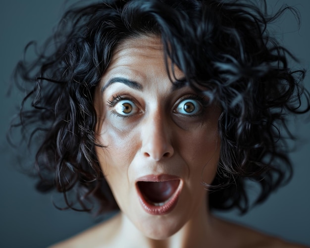 Foto een beeld van een vrouw met haar mond open