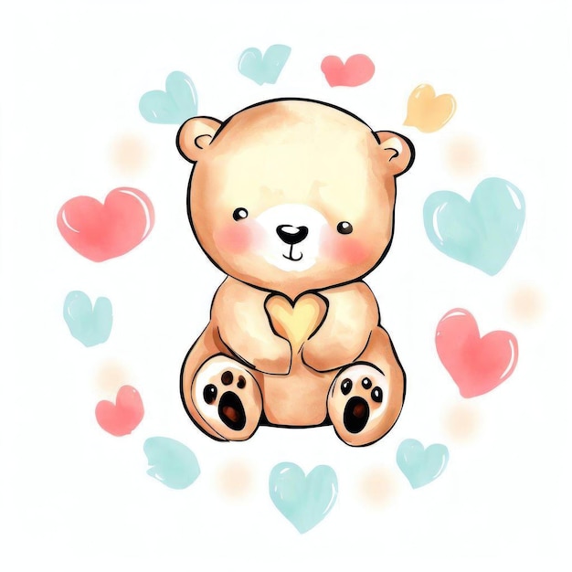 Een beer met een hartje op zijn borst