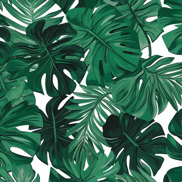 Een behang met een tropisch bladpatroon