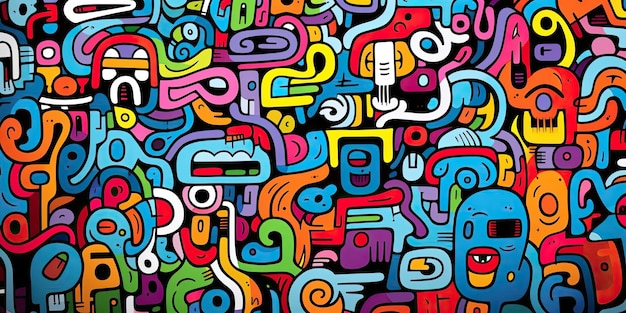 een behang met kleurrijke patronen en dessins in de stijl van energieke markeringen