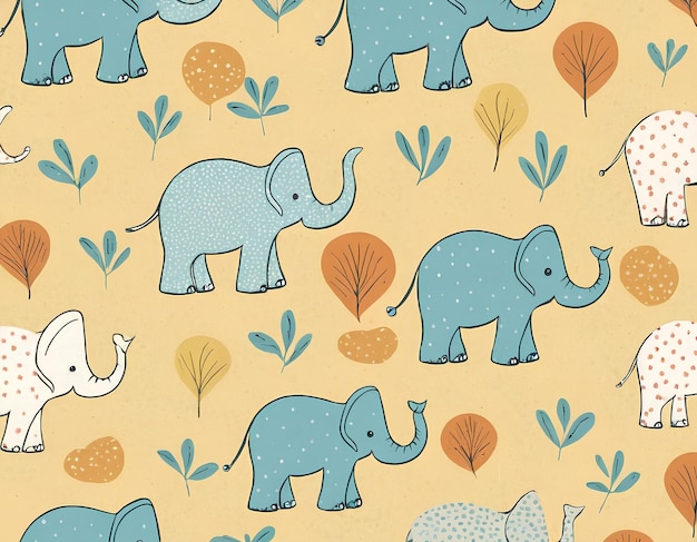 een behang met olifanten en bomen met de woorden olifanten erop