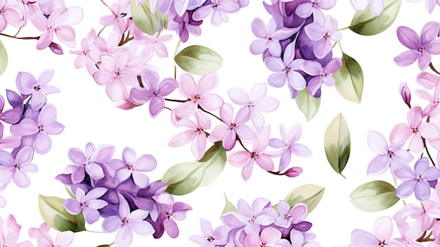 Een behang met paarse bloemen.