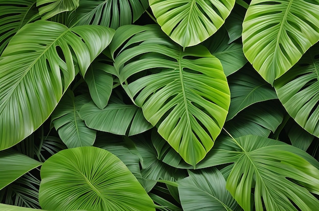Een behang van tropische bladeren dat een jungle-achtige sfeer creëert