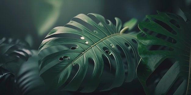 Een behang van tropische bladeren die een jungleachtige sfeer creëren