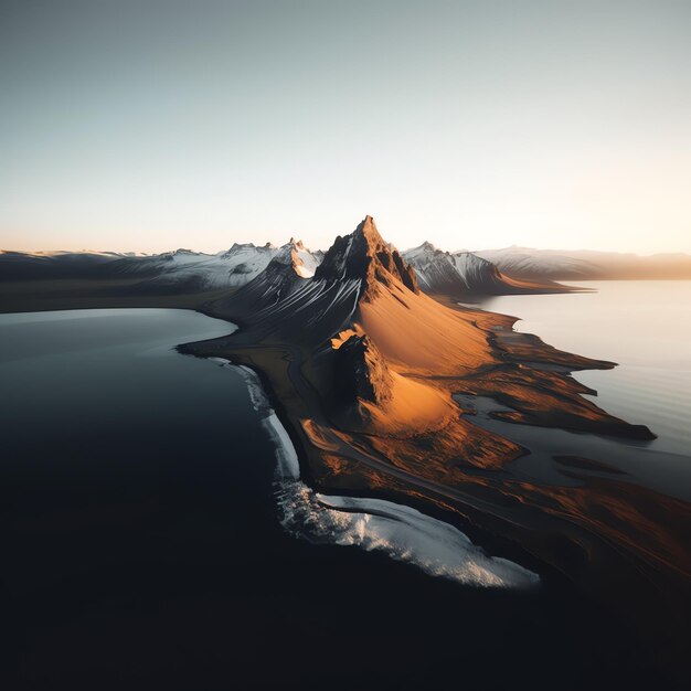 Een berg in het water.