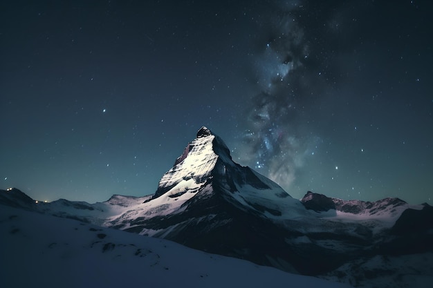 Een berg met daarboven een sterrenhemel