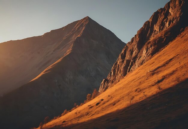 een berg met de zon achter zich.