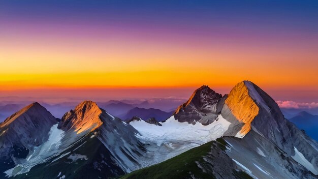 een berg met een zonsondergang op de achtergrond