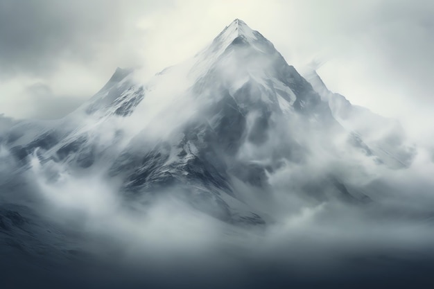 een berg met sneeuw en wolken