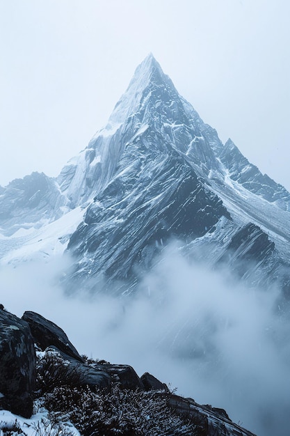 Een berg met sneeuw erop.