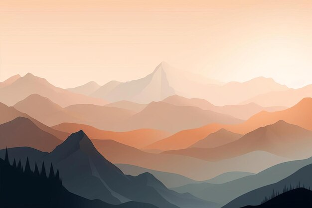 Een bergketen met een zonsondergang op de achtergrond.