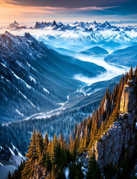 Een berglandschap met op de achtergrond een bergketen.