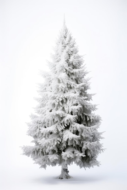 Een besneeuwde kerstboom geïsoleerd op een witte achtergrond