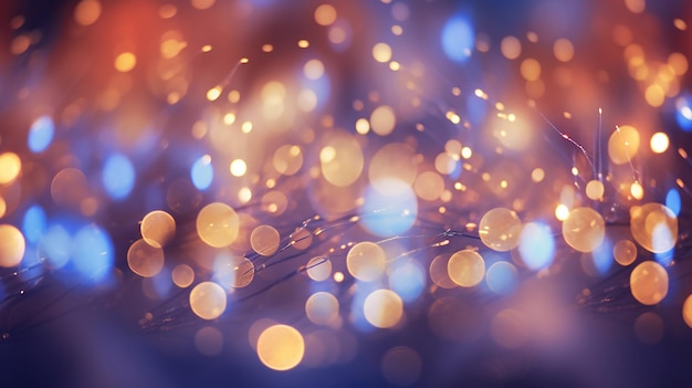 Een betoverend beeld dat de schoonheid van kerstbokeh vastlegt met fonkelende lichtjes in zachte focus