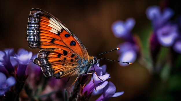 Een betoverend beeld van een vlinder en een bloem in een delicate interactie die de schoonheid van de natuurlijke wereld laat zien