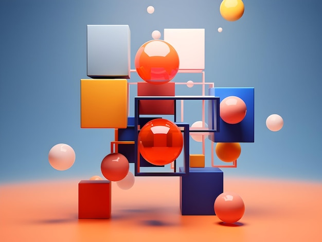 Een betoverende 3D Abstract Multicolor Visualisatie kleurrijke 3D abstracte achtergrondontwerp