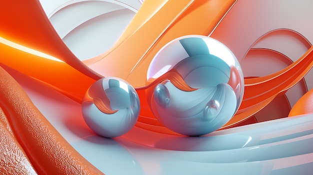Een betoverende 3D-abstract rendering met levendige vormen en kleuren