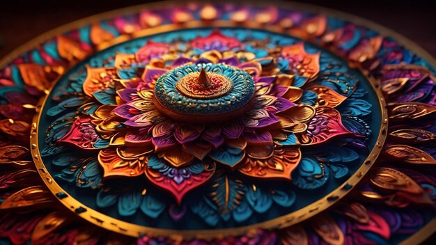 Foto een betoverende 4k-afbeelding van een kleurrijke mandala