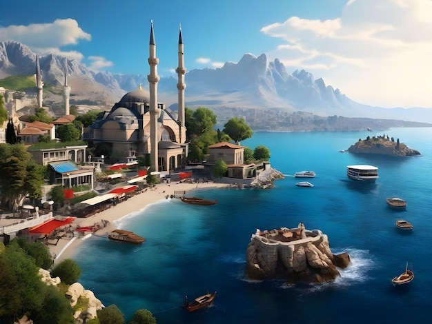 Foto een betoverende schoonheid van turkije meest toeristische plek van hoge kwaliteit 8k detail