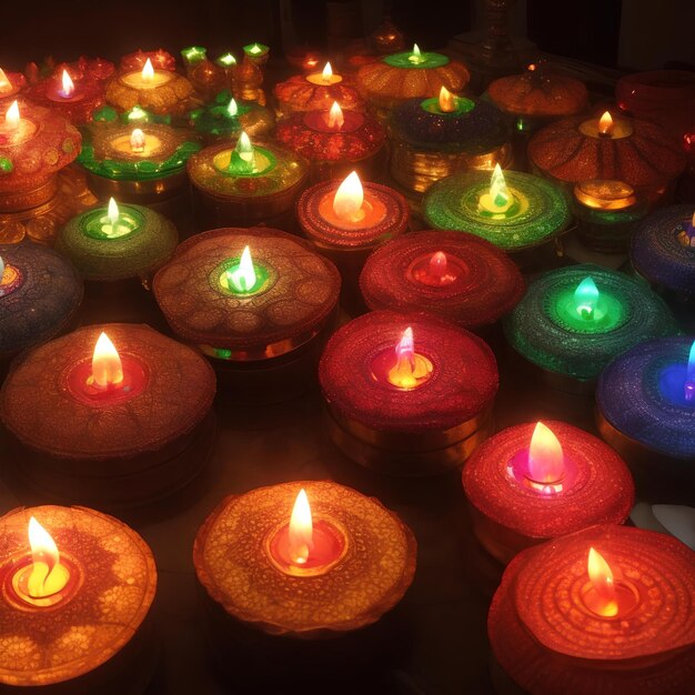 Een betoverende weergave van flikkerende Diwali-lampen, generatief