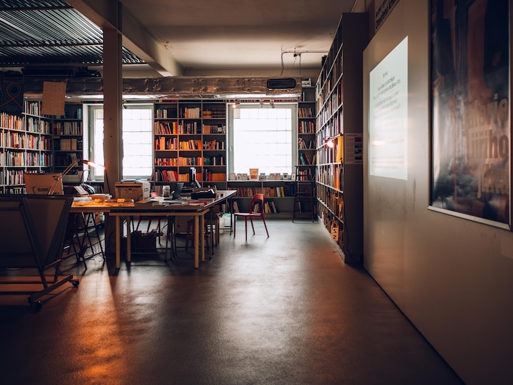 Foto een bibliotheek in een museum