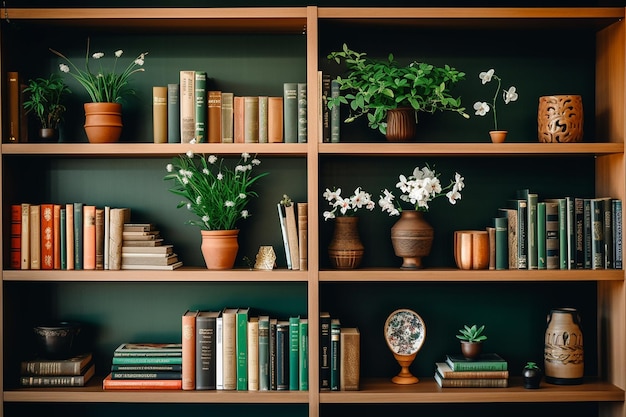 Een bibliotheek met boeken met Shamrock-omslagen