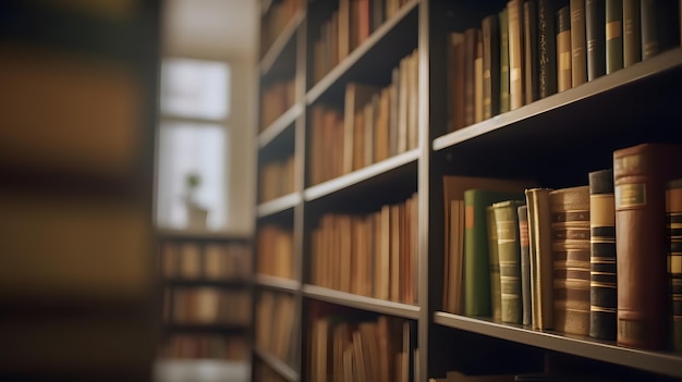 Een bibliotheek met boeken op planken