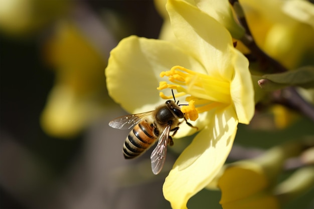 een bij op een gele bloem