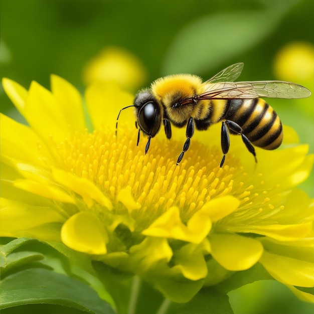 een bij op een gele bloem