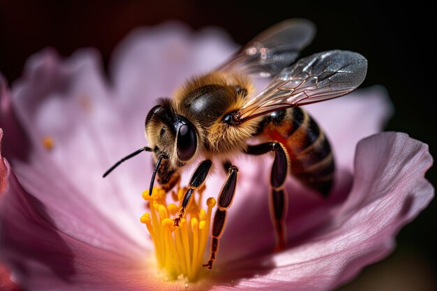 Een bij op een roze bloem Generatieve Ai