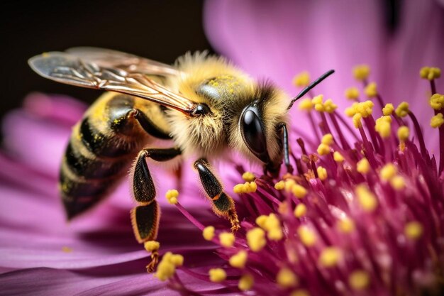 een bij op een roze bloem