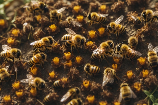 een bijenkorf vol bijen