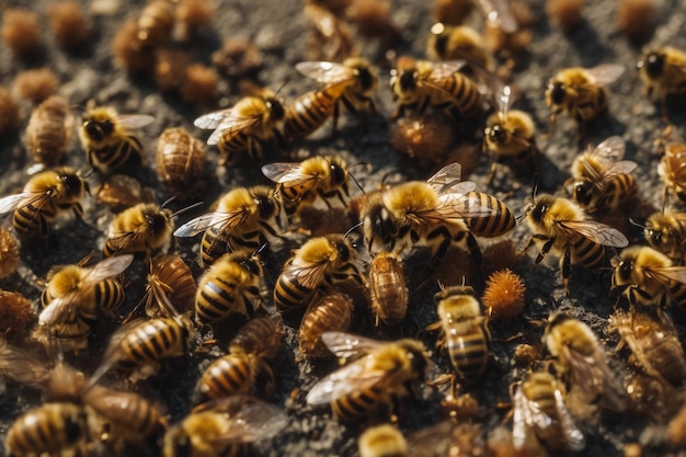 een bijenkorf vol bijen