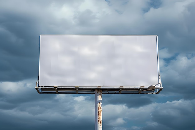 een billboard met een bewolkte hemel op de achtergrond