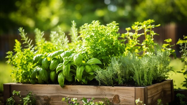 Foto een biologische tuin in een achtertuin