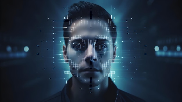 Een biometrische scan die het gezicht van een individu herkent