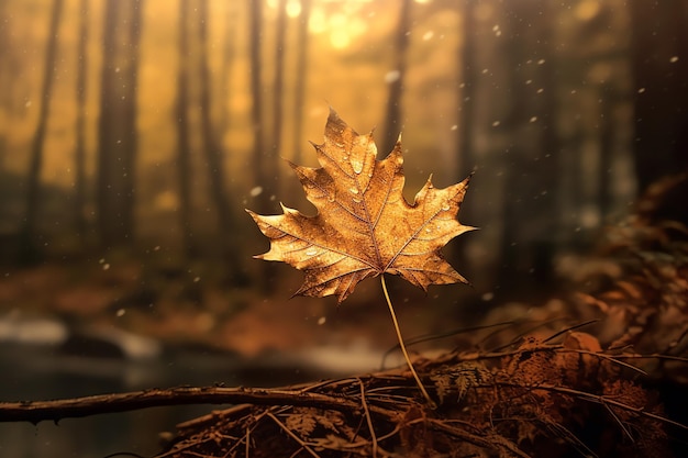 Een blad in het bos waar de zon op schijnt