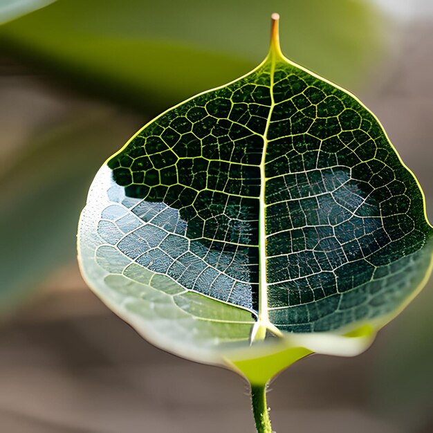 Foto een blad met een groen blad met het woord 