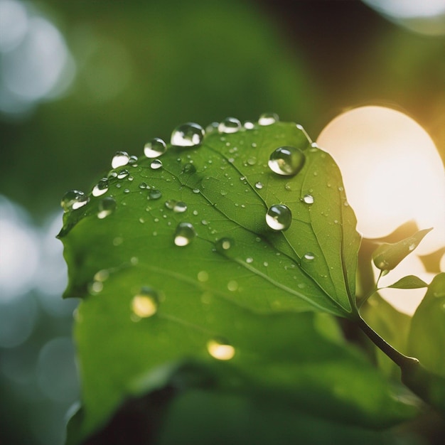 Een blad met waterdruppels erop en het citaat erop Achtergrond