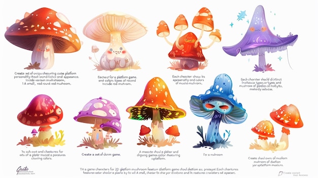een bladzijde met een foto van paddenstoelen en champignons