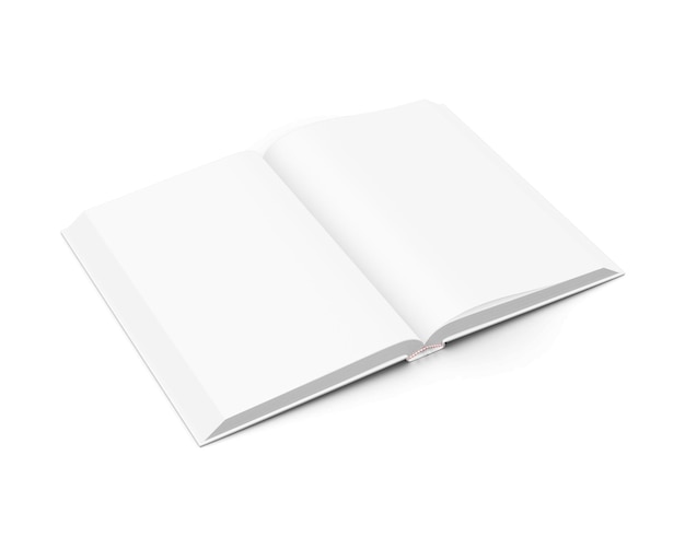 een blanco White Opened Hardcover Book Mockup geïsoleerd op een witte achtergrond