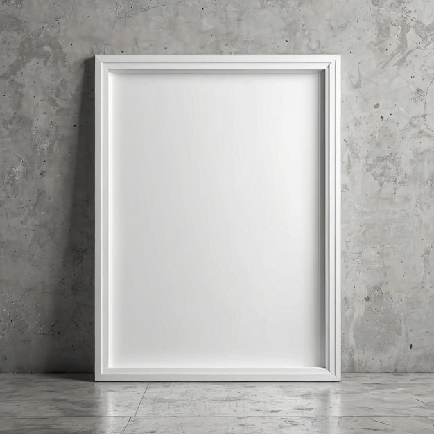 een blank wit frame op een betonnen muur