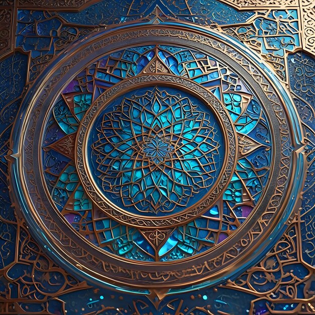 Foto een blauw en goud ontwerp met het woord mandalas bovenop