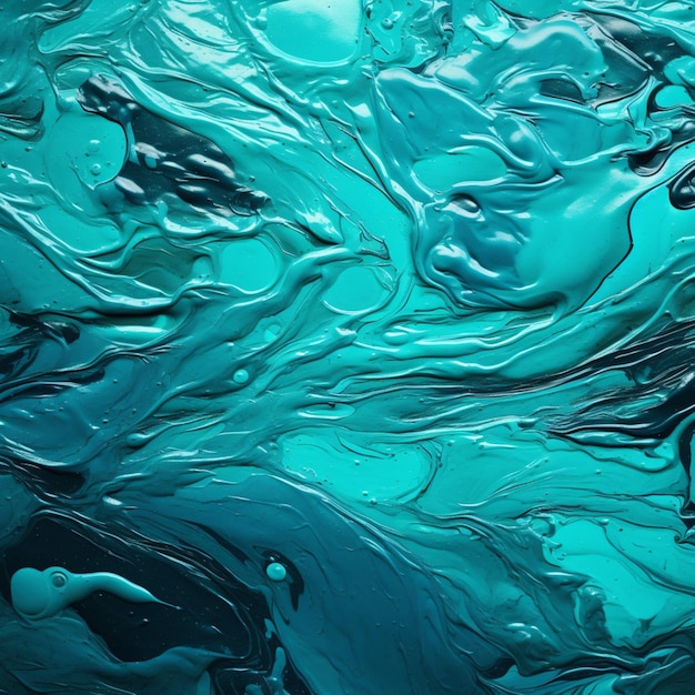 een blauw en groen gekleurd water met wat bubbels erin