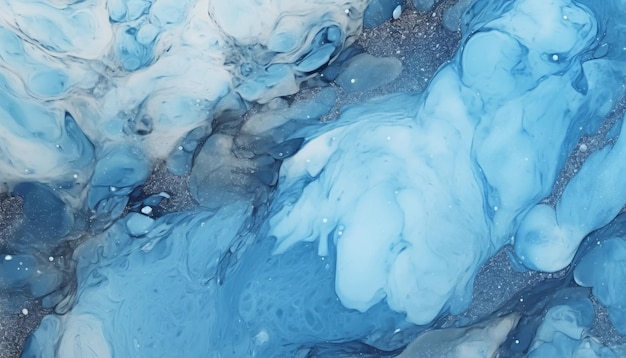 Een blauw en wit water is bedekt met ijs.