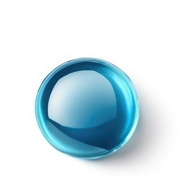 Een blauw glazen object met een witte achtergrond