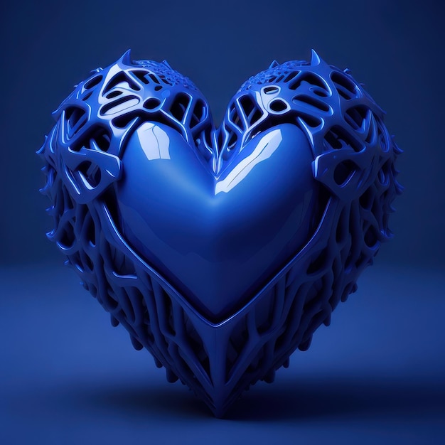 Een blauw hart met het woord liefde erop